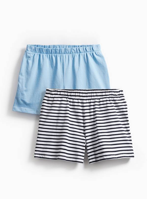 Navy & White Hoop & Light Blue Shorts 2 Pack  M